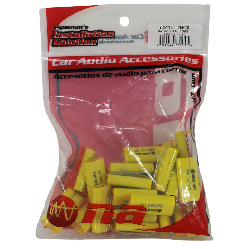 25 Pack of 1.5 Microfarad Bass Blocker 250 Volt Metalized Film Capacitors