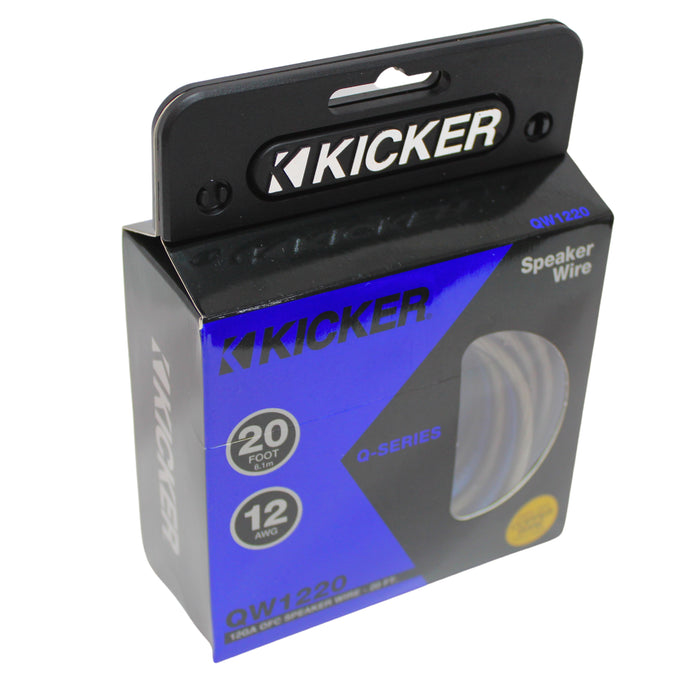 Kicker 12 Gauge 20-Foot Speaker Wire Silver-Tinned Oxygen Free Copper Blue/Clear