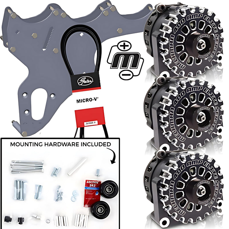 Mechman D301 Triple Bracket Black Alternator Kit 99-04 GM Truck/SUV LS-engine