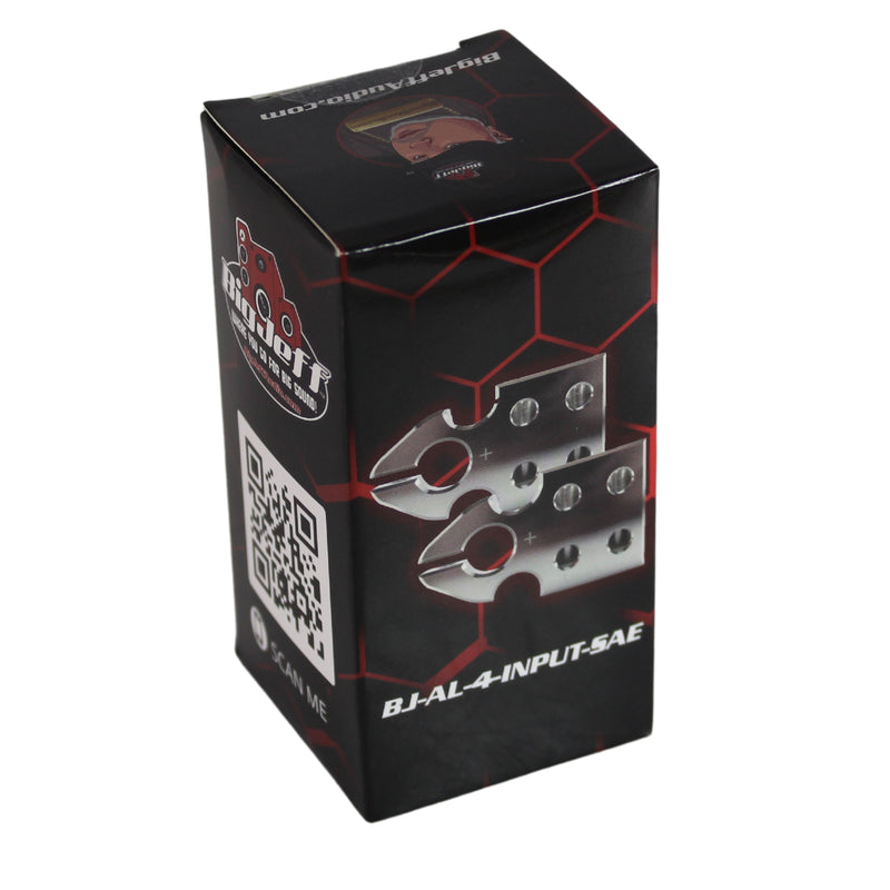 Pair of Big Jeff Audio 4 Input 1/0 AWG SAE Aluminum Top Post Battery Terminals