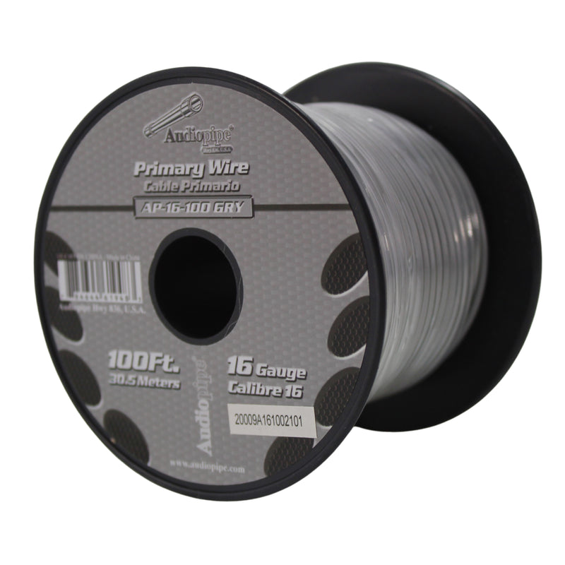 16 GA 100 FT Black Grey Stranded Spools of CCA Primary Power Ground  Wire Cable