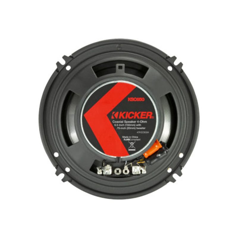 Kicker 6.5" 4 Ohm 200W Peak 2 Way Coaxial Thin Car Audio Loud Speakers KSC6504