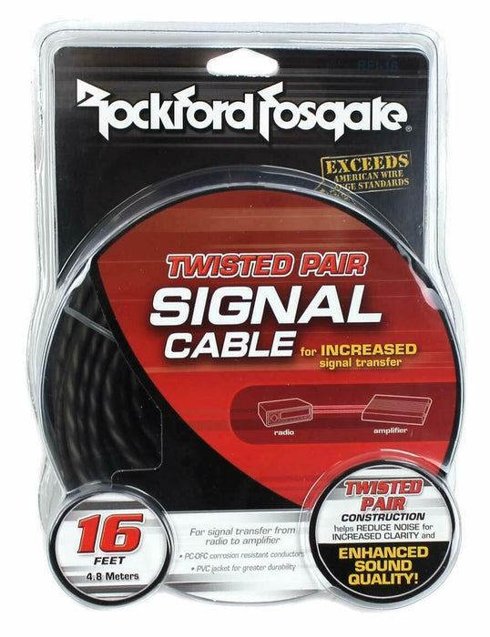Rockford Fosgate RFI-16 16ft. Twisted Pair OFC Signal RCA Cable