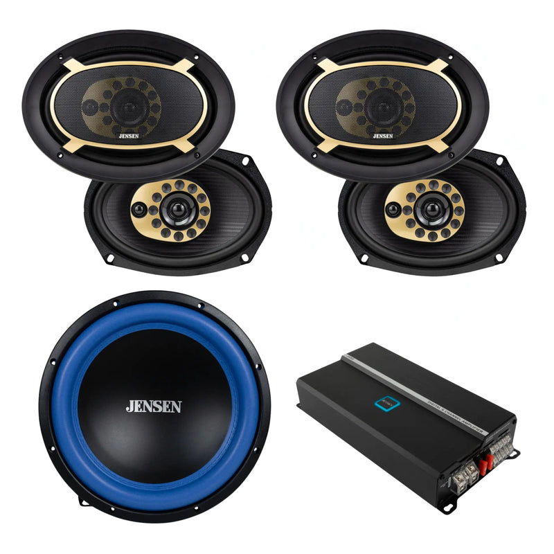 12″ Subwoofer & 2 Pairs of 6"x 9" JS69T Speakers w/ 815W 5-Channel RGB Amplifier