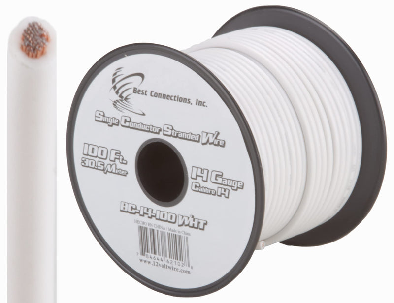 14 GA 100 FT Roll White Stranded CCA Primary Wire Lot Cut By The Foot