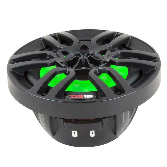 DS18 6.5" 600W 4 Ohm Black Marine Power Sport RGB LED Speakers Pair NXL6BK