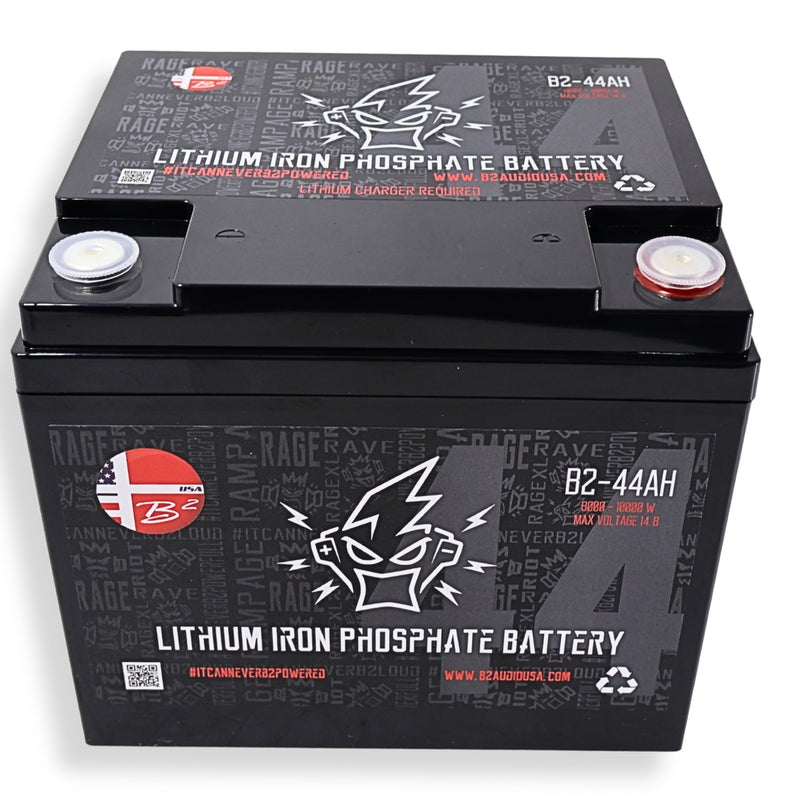 B2 Audio 44Ah LiFePO4 Lithium Battery 12V 5000W High Performance Car Audio