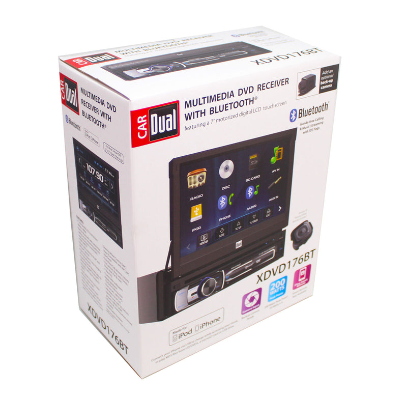 Dual XDVD176BT 7" Touchscreen Bluetooth Single Din DVD Multimedia Receiver