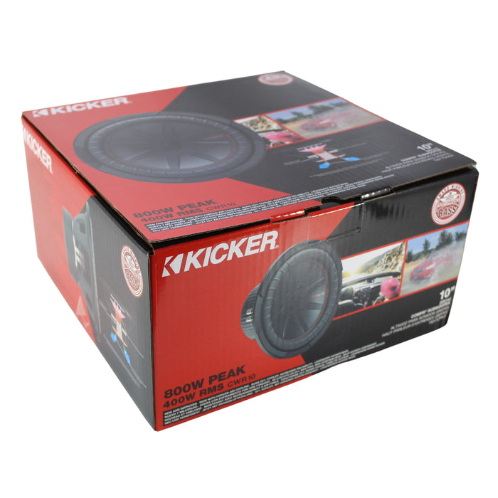 Kicker CompR Series 10" Dual 4 Ohm Voice Coil Car Subwoofer 800W Peak 48CWR104