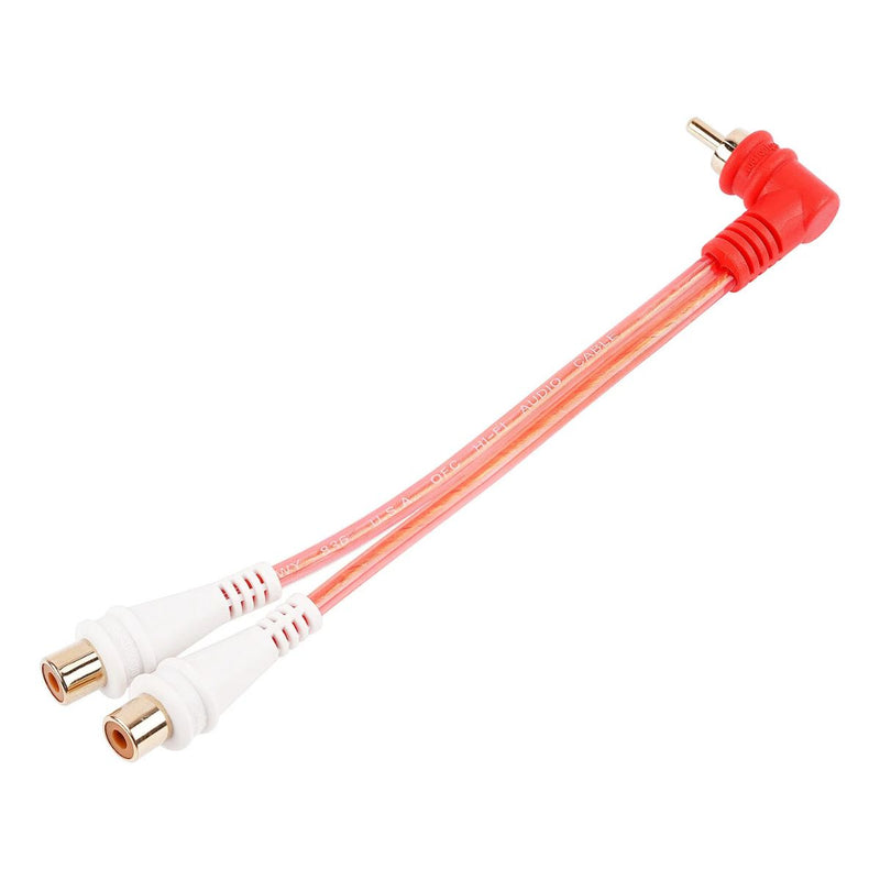 Audiopipe BMV-GRA-M-2F RCA Y Splitter 1 Male to 2 Female 6" Cable Gold Plated