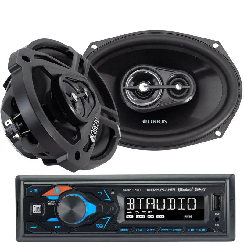 Pair of 6x9" 4-Ohm 80W RMS Coaxial Speakers & Single Din Bluetooth Car Radio