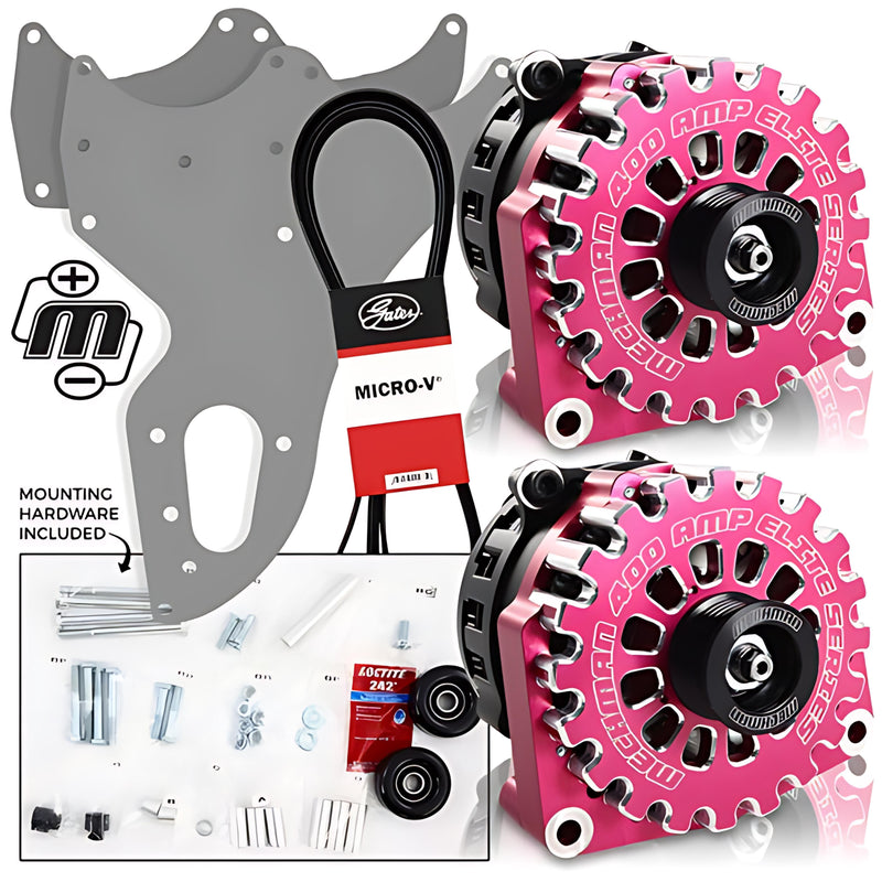 Mechman D205PI Dual Bracket Pink Altern 05-13 GM Trucks W/4.8, 5.3, & 6.0, 6.2L