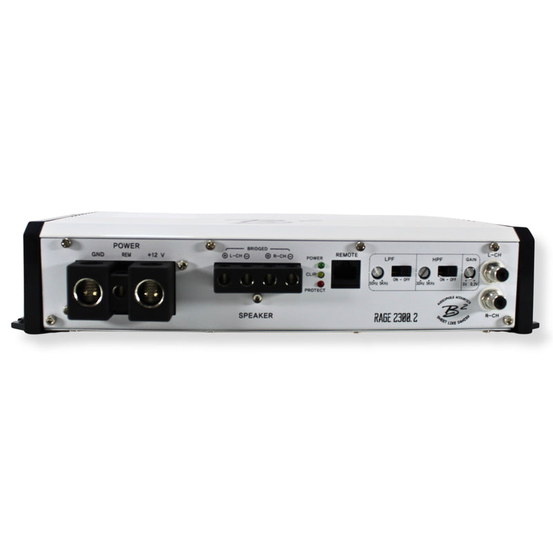 B2 Audio RAGE Amplifier Bridgeable 2300 Watt 2-Channel 2-Ohm Class-D 2.3K