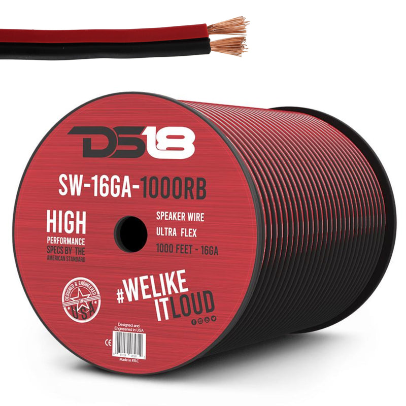 DS18 Car Audio 16 AWG CCA Speaker Wire Lot Cut By The Foot