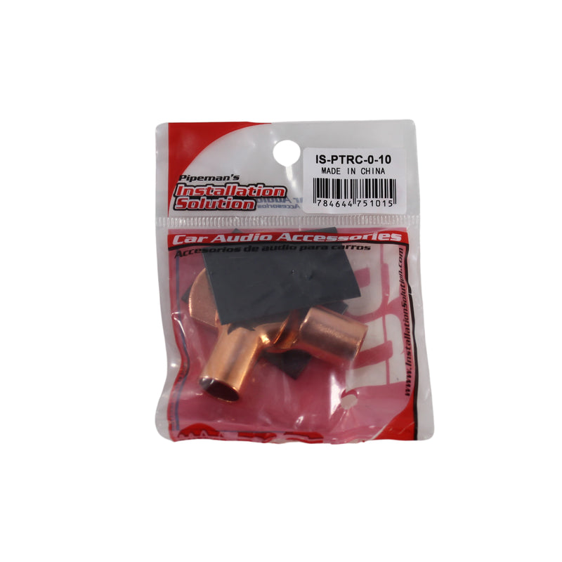 Pair of 0 Gauge 5/16 Inch Crimped style Copper Ring Terminal Lugs