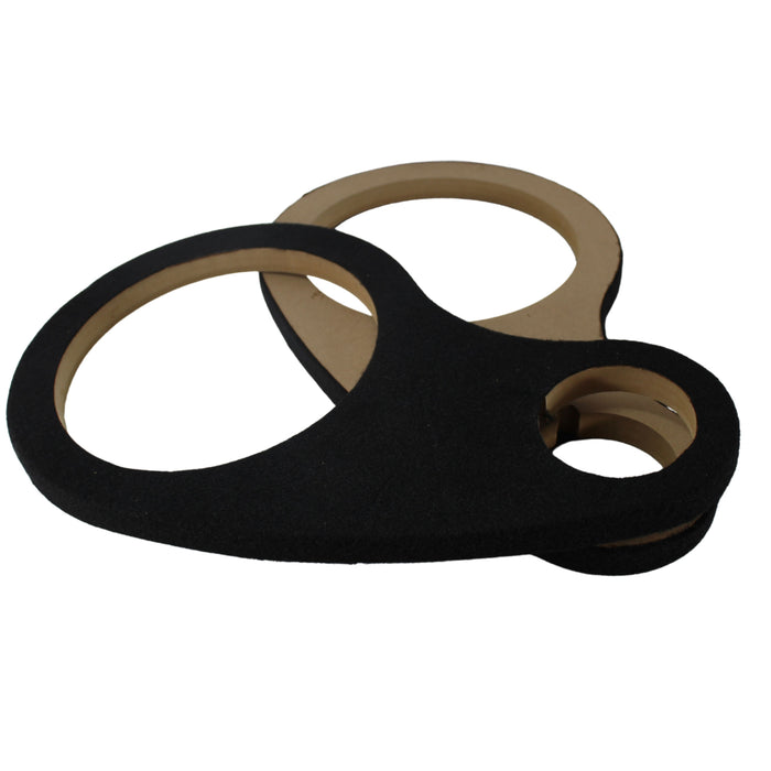 Pair of Carpeted Wood 8 inch Speaker Rings with Opening for 3 inch Tweeters