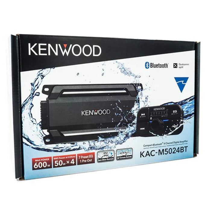 Kenwood Class D 4 Channel 2 ohm 600 Max Bluetooth Power Marine Amplifier