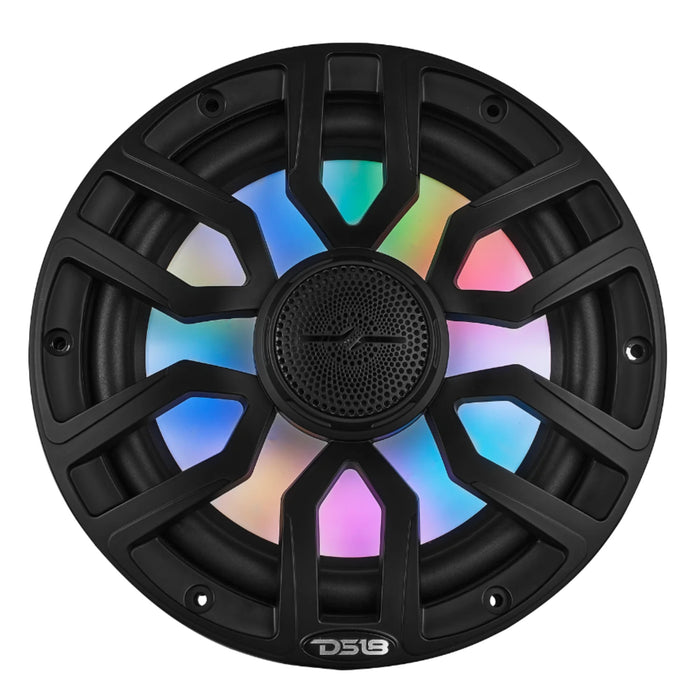 DS18 8" 2-Way 175 Watt RMS 4-Ohm RGB LED Coaxial Marine Speaker Black NXL-IQ8-BK