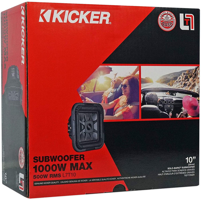 Kicker 10" 1000 Watts Dual 4 Ohm L7T Shallow-Mount Solo-Baric Subwoofer 46L7T104