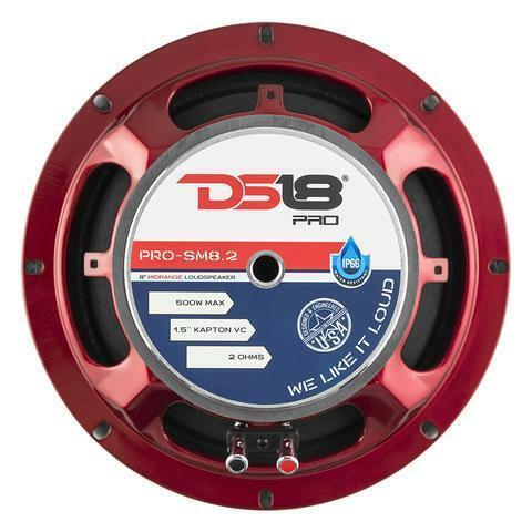 DS18 8" Marine Midrange Speaker Motorcycle 500 Watt 2 Ohm Waterproof PRO-SM8.2