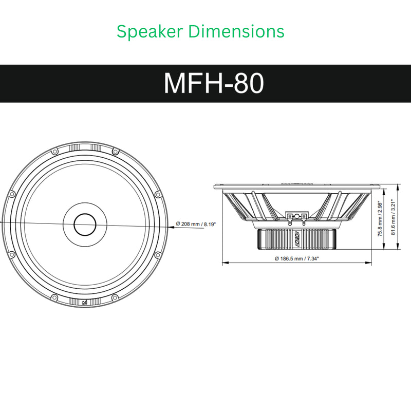 Deaf Bonce 8" 4 ohm 150 Watts Max Machete Pair of Wide Range Speakers