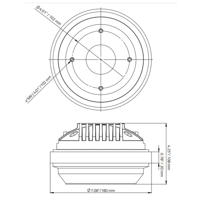 DS18 PRO 2" 1000 W 8-ohm Bolt On Throat Compression Driver with 3" Titanium VC