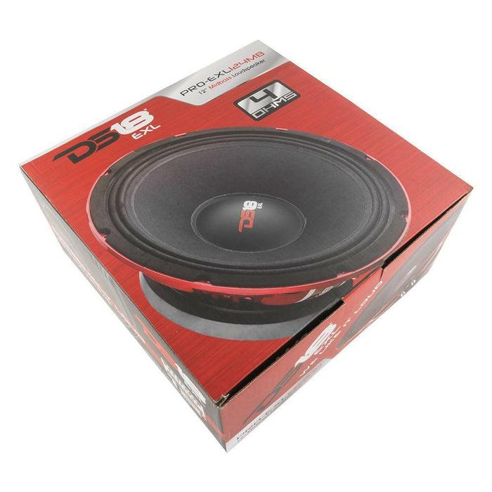 DS18 Car Audio 12" Midbass Loudspeaker 1400 Watt 4 Ohm Red Basket PRO-EXL124MB