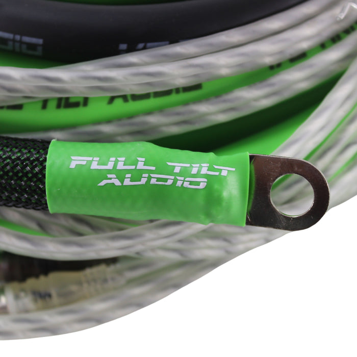 Full Tilt Audio 100% OFC 0 Gauge Lime Green / Black Amplifier Install Kit