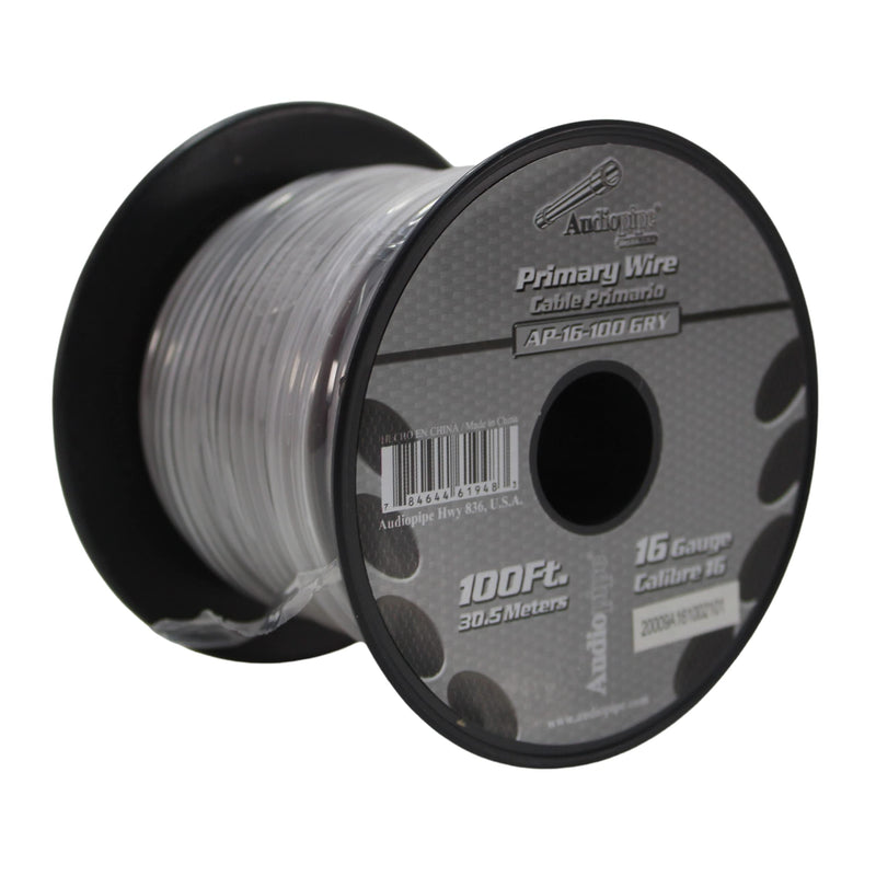 16 GA 100 FT Roll Grey Stranded Spool of CCA Primary Power Ground Wire Cable