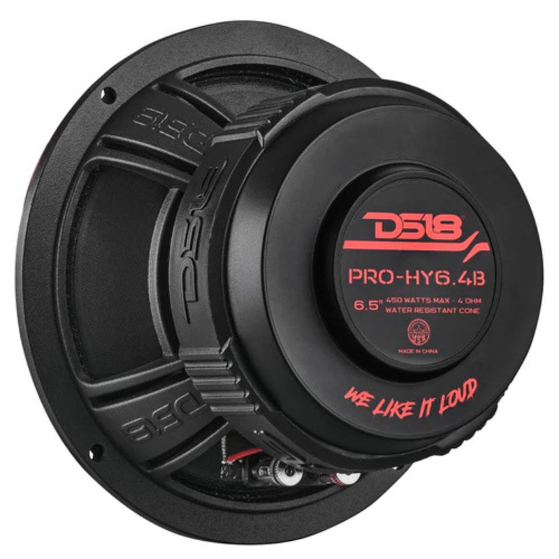 DS18 Pro 6.5" 225 Watts RMS 4-Ohm Water Resistant Loudspeaker w/ Built-in Driver