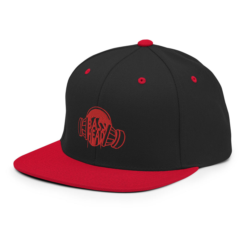 Official Big Jeff Audio Basshead™ Snap Back Flat Bill Hat Red/Black