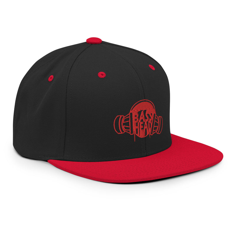 Official Big Jeff Audio Basshead™ Snap Back Flat Bill Hat Red/Black