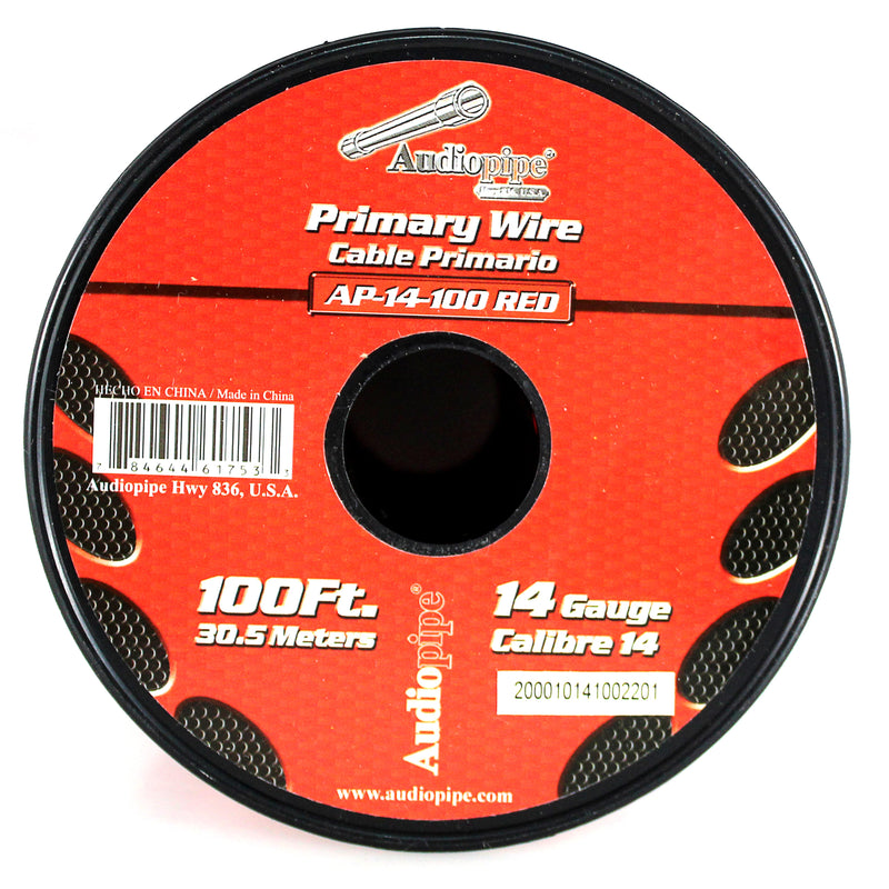 14 GA 100 FT Red Stranded of CCA Primary Power Ground Wire Cable - Full Spool