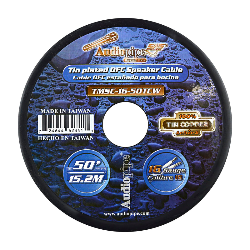 Audiopipe 16 GA 50 FT OFC Tin Copper Stranded Marine Speaker Wire Spool White