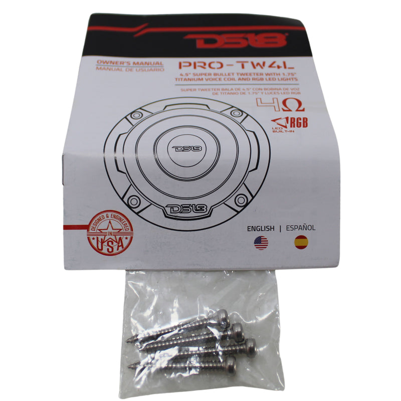DS18 Super Bullet Tweeter 1.75" 4 Ohm 280W RMS RGB LED Titanium PRO TW4L