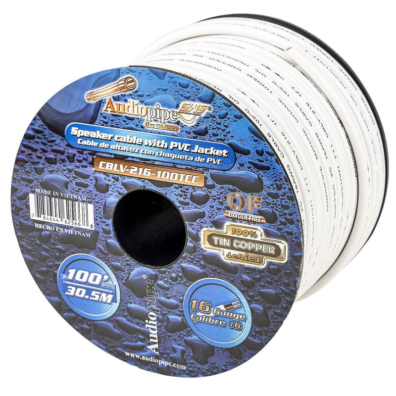 Audiopipe 16 AWG 2C Marine OFC Tinned Copper Speaker Wire PVC Jacket 100 Ft