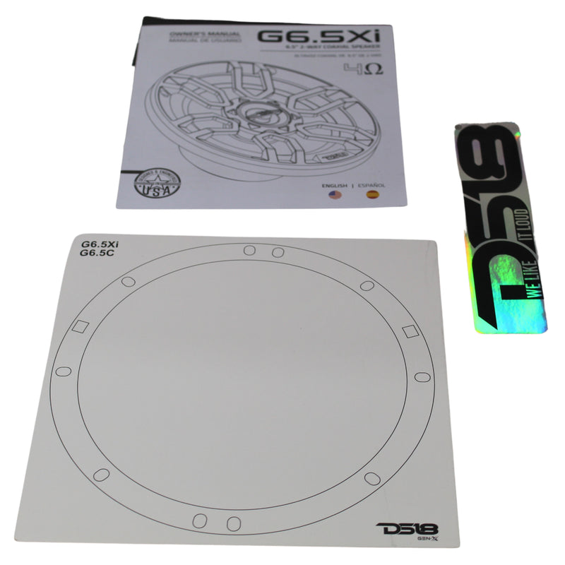 DS18 6.5" 50 Watt RMS 4 Ohm 2-Way Car Audio Coaxial Speaker Pair G6-5Xi