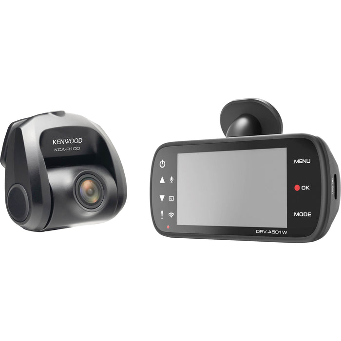 Kenwood 3" 2.0 Megapixel Front& Rear Dash Cam W/ Wireless Link/Built In GPS