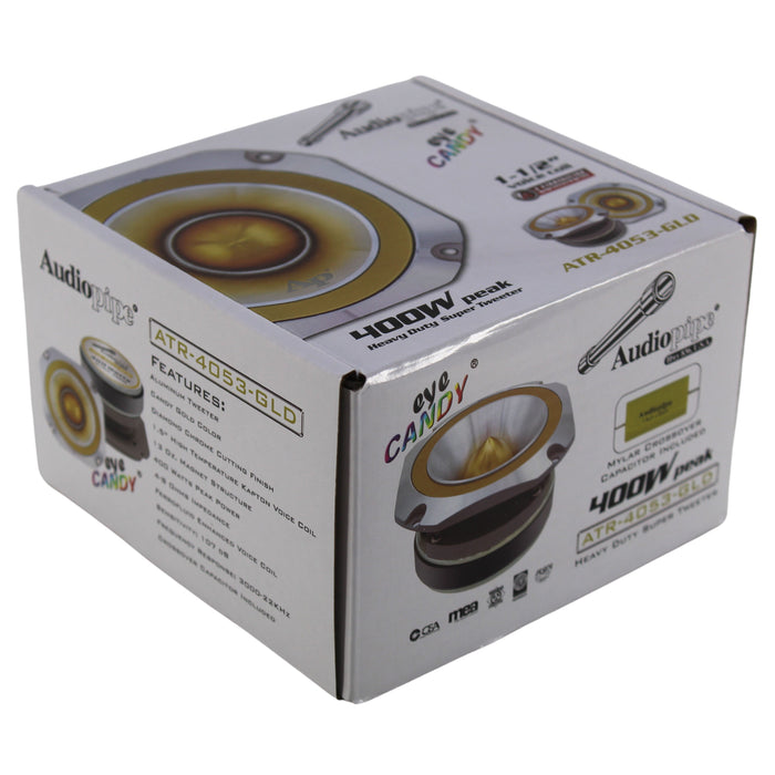 Audiopipe Eye Candy 4" Gold 400 Watt 4-8 Ohm Super Tweeter ATR-4053-GLD