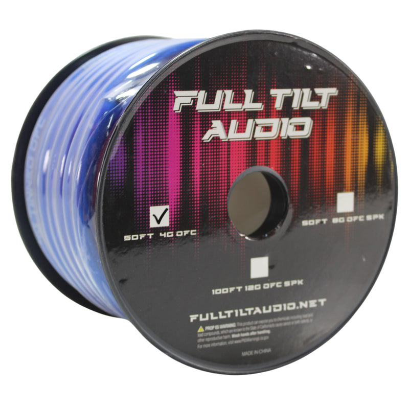 Full Tilt Audio 4 GA Tinned OFC Power/Ground Wire Blue Lot Cut By The Foot