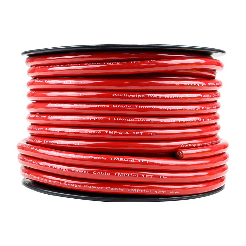 Audiopipe 4 GA OFC Tinned Marine Power/Ground Wire Red Lot Cut By The Foot