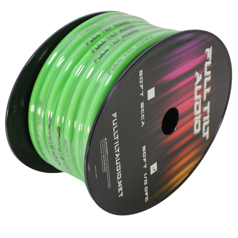 Full Tilt Audio 0 GA Tinned OFC Power/Ground Wire Lt. Green Lot Cut By The Foot