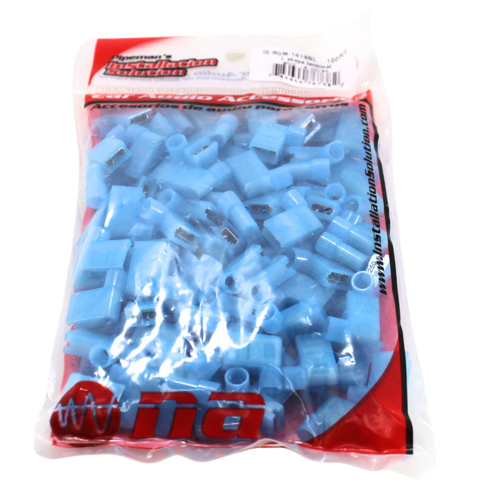 Installation Solutions 90 Degree Flag Spade Female 14/16 GA 100pc Terminals Blue