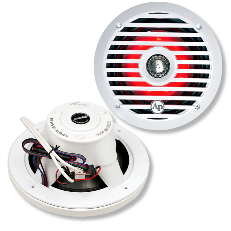 6.5” 100W RMS Coaxial 2-Way Marine Speaker Pair with LED Remote | APSW-654GL
