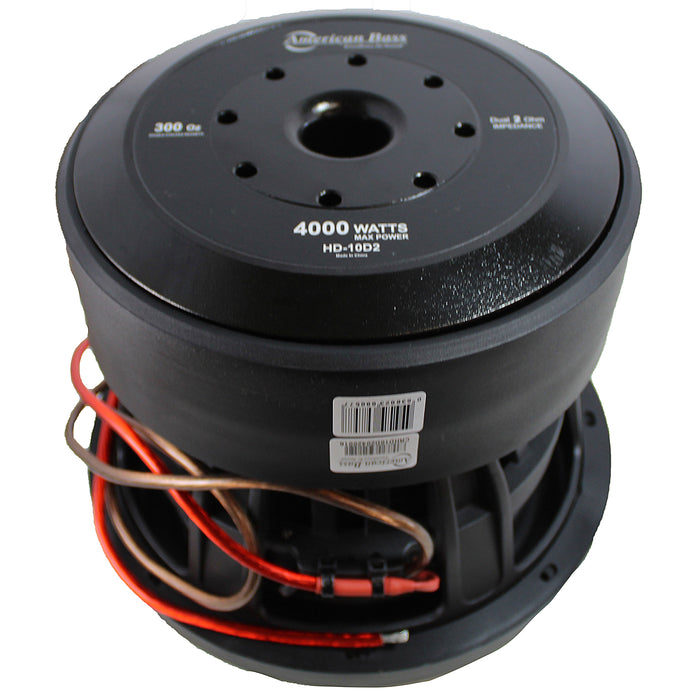 American Bass 10" Subwoofer HD Series 4000W Dual 2 Ohm Voice Coil HD-10-D2