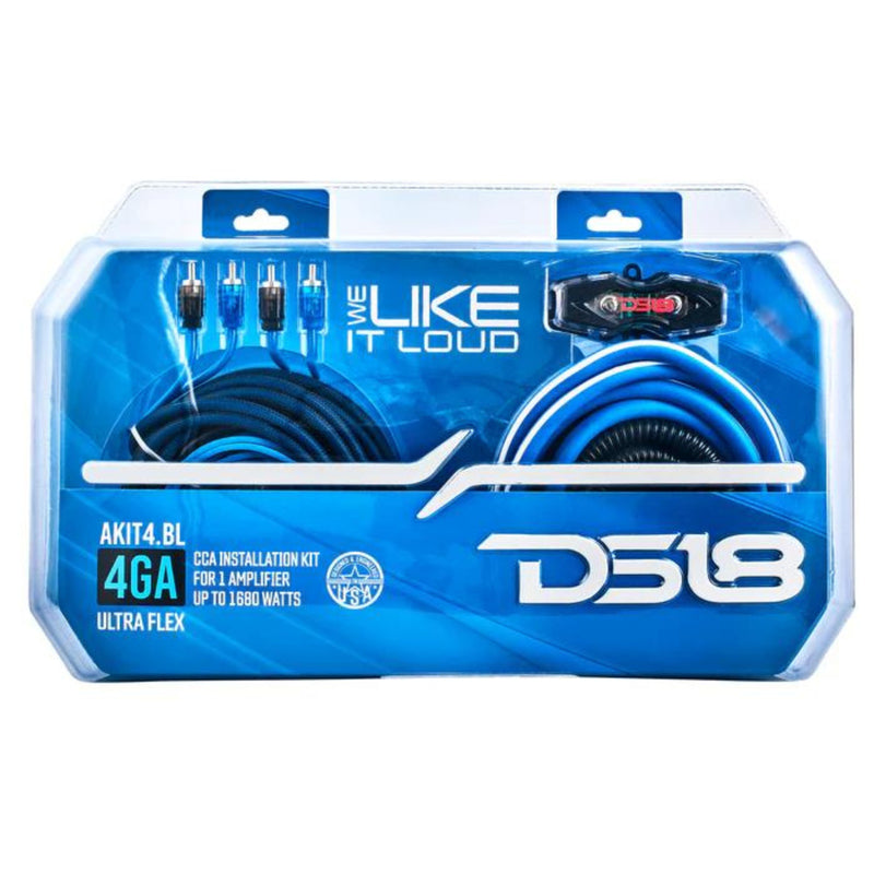 DS18 AKIT4 CCA 4-Gauge Amplifier Installation Kit - Blue / DS-AKIT4-BL