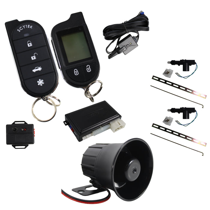 A4.2W Car Alarm Security System with Siren, Keyless Entry 2-Way LCD Remote Start