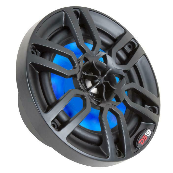 DS18 6.5" 600W 4 Ohm Black Marine Power Sport RGB LED Speakers Pair NXL6BK