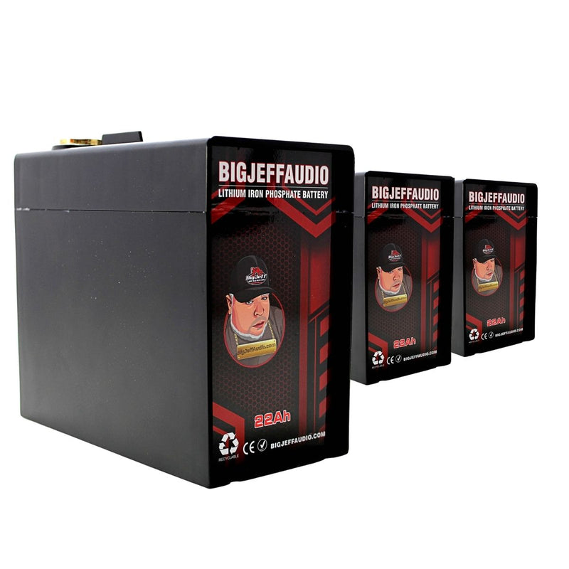 Big Jeff 3 Pack Car Audio Compact 22AH 12V Lithium LFP Battery 6000W BJ-LI-22AH