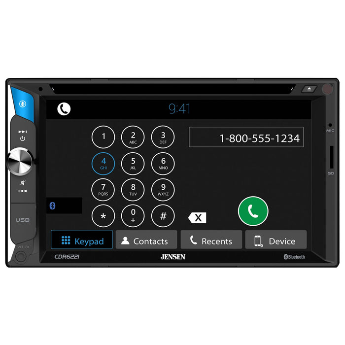 Jensen 6.2" 200 W Touchscreen 2 DIN AM/FM Bluetooth Multimedia DVD/CD Receiver